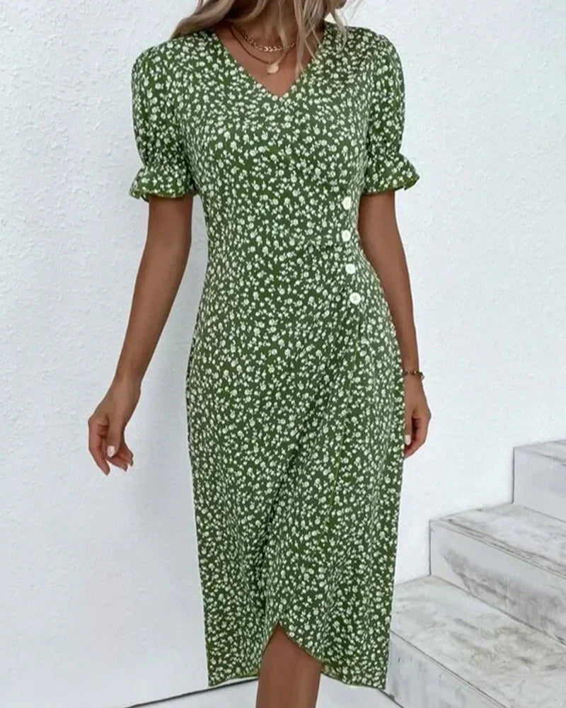 Ivy | Kurzärmeliges Kleid mit Blumenmuster