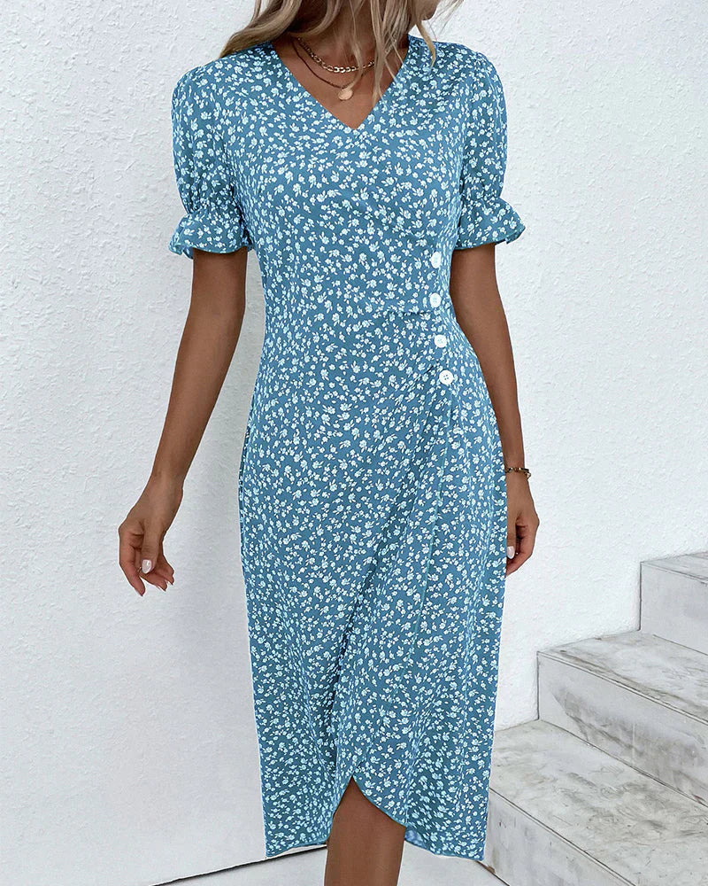 Ivy | Kurzärmeliges Kleid mit Blumenmuster