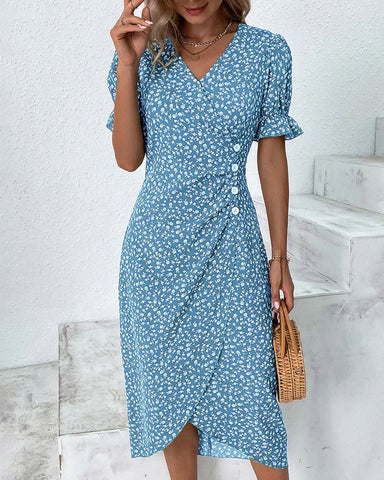 Ivy | Kurzärmeliges Kleid mit Blumenmuster