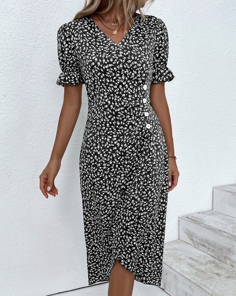 Ivy | Kurzärmeliges Kleid mit Blumenmuster