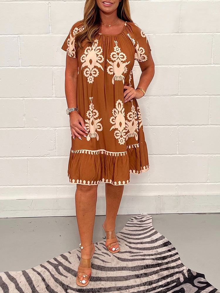 August | Baumwollkleid mit Rundhalsausschnitt im Vintage-Stil