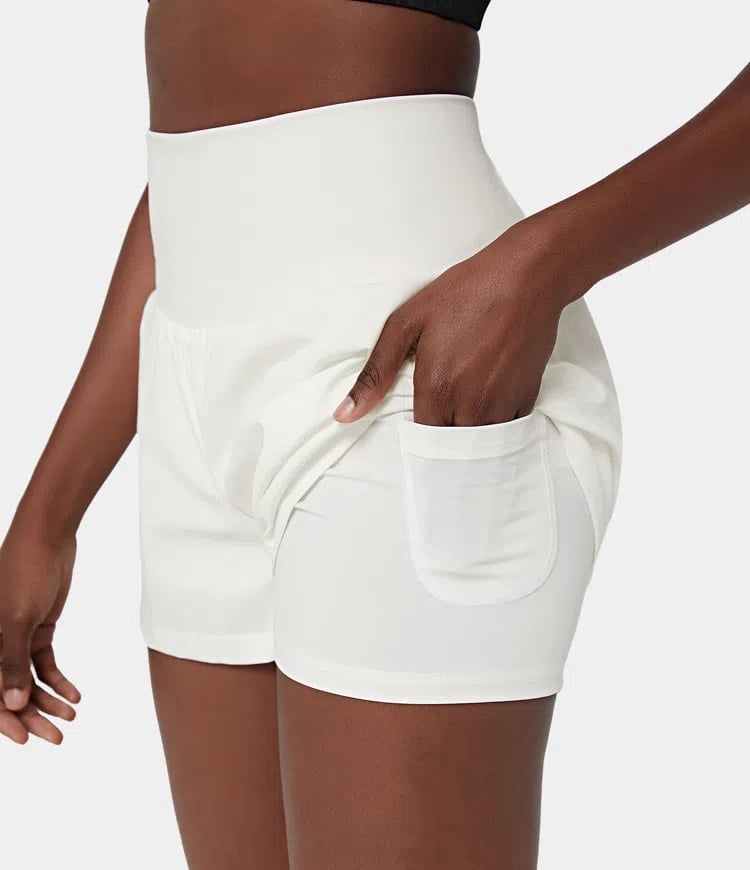 Phoebe |  2-in-1 Yoga-Shorts mit hoher Taille und Seitentaschen