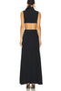 Avery | Maxi-Kleid mit hohem Kragen & Cut-Outs