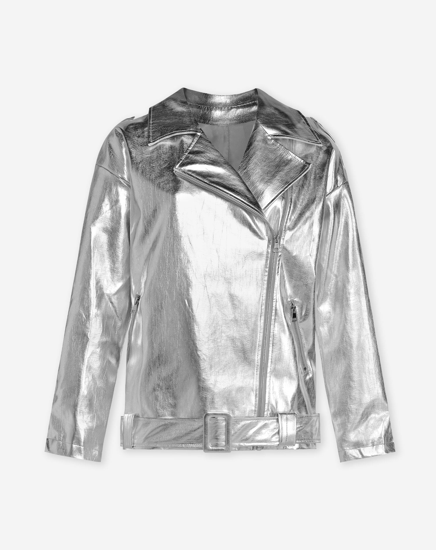 Steffi | Metallic Oversized Jacket - Silver
