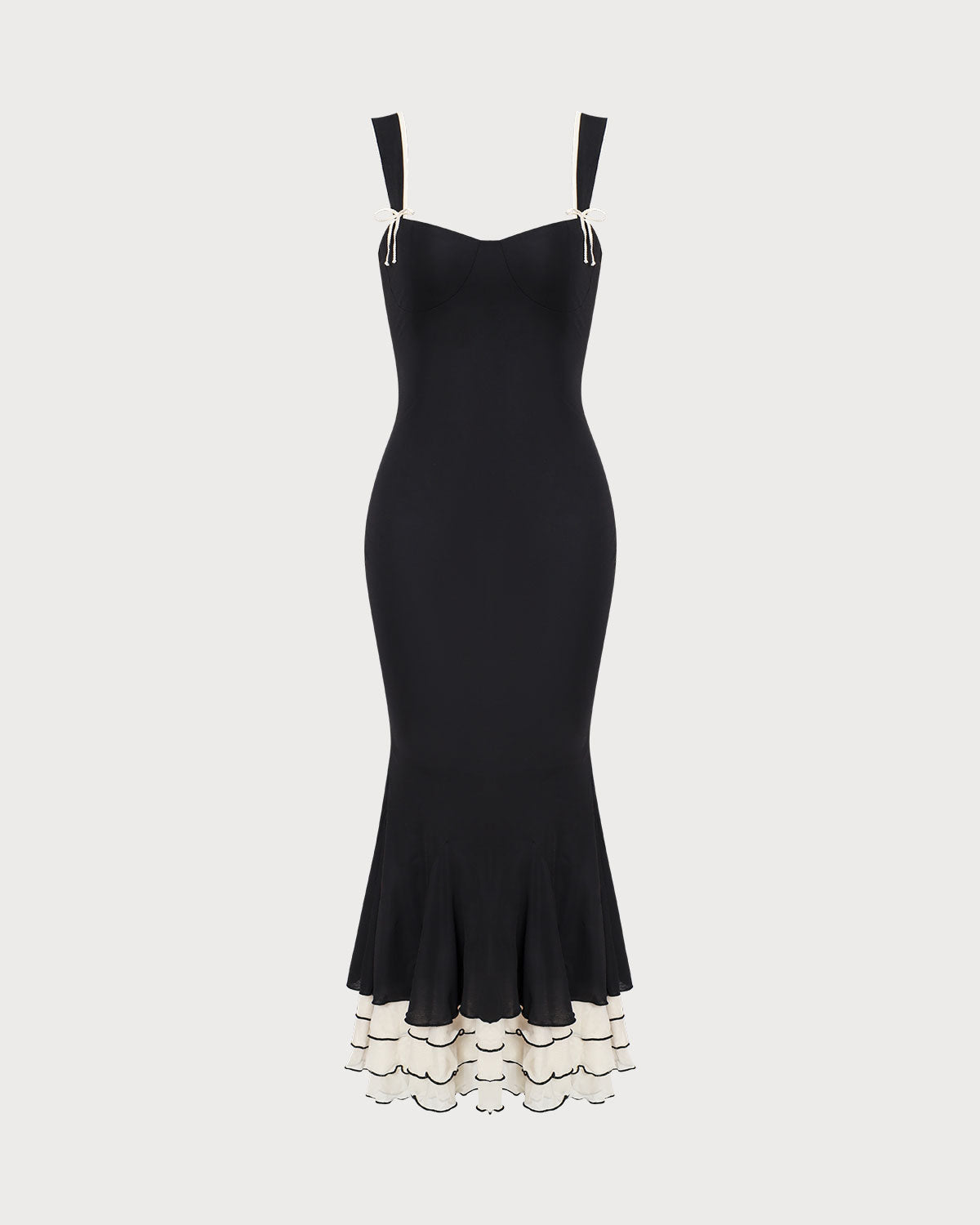 Daisy | Das Schwarze Sweetheart Neck Bodycon Slip Maxikleid