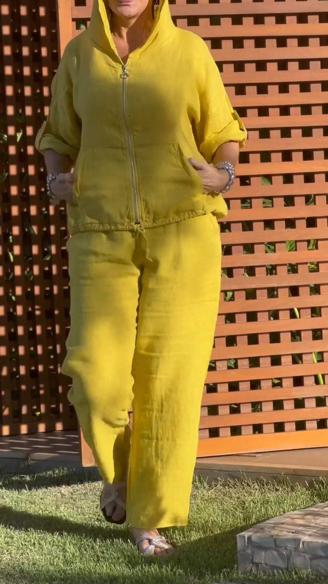 Remy | Zweiteiliger Kapuzenanzug mit Reißverschluss aus Baumwolle und Leinen