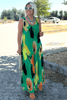 Yuri | Maxi-Chiffonkleid aus Seide mit Blumendruck und U-Ausschnitt