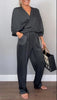 Cassidy | Damen V-Ausschnitt Bequemer Satin-Anzug Kauf 2 Sets Kostenloser Versand