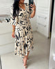Catty |  V-ausgeschnittener Taillendruck bedrucktes Kleid
