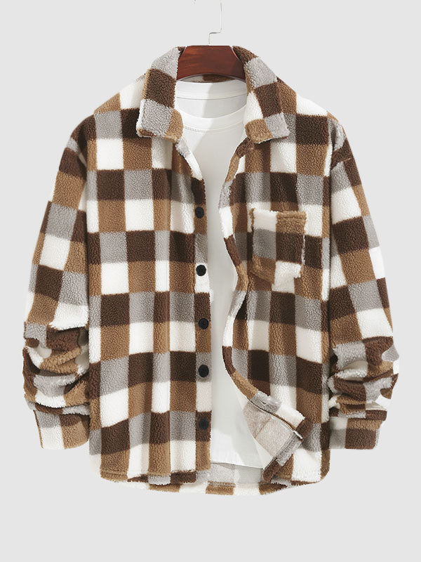Derek | Flauschige karierte Jacke