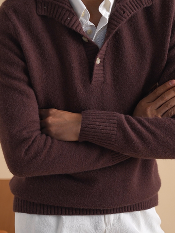 Milano Pullover mit halber Knopfleiste