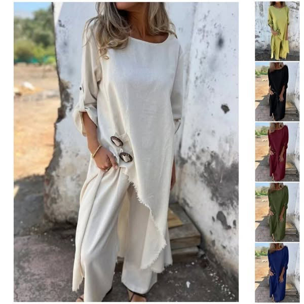 Terry | Elegantes Baumwoll- und Leinen-Zweiteiler-Kleid