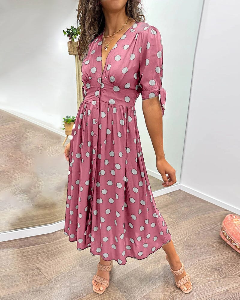 Millie | Kleid mit Punkten und tiefem V-Ausschnitt