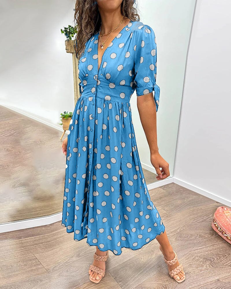 Millie | Kleid mit Punkten und tiefem V-Ausschnitt