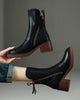 Lilith | Schwarzer Lederstiefel mit bequemem Absatz, elegant und zeitlos