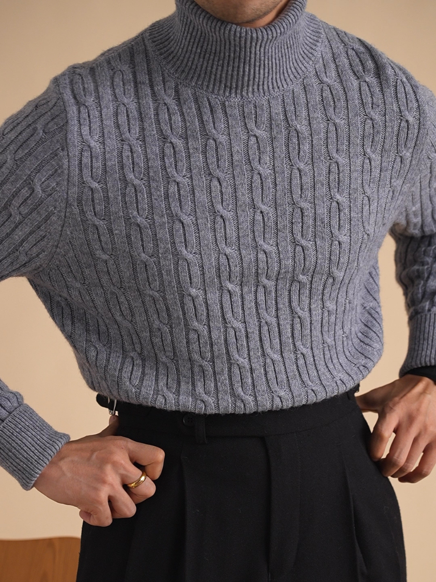 Cable-Knit Rollkragenpullover