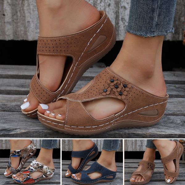 Jamissa | Bequeme Korrektur Peep-Toe Keilabsatz modische Sandalen