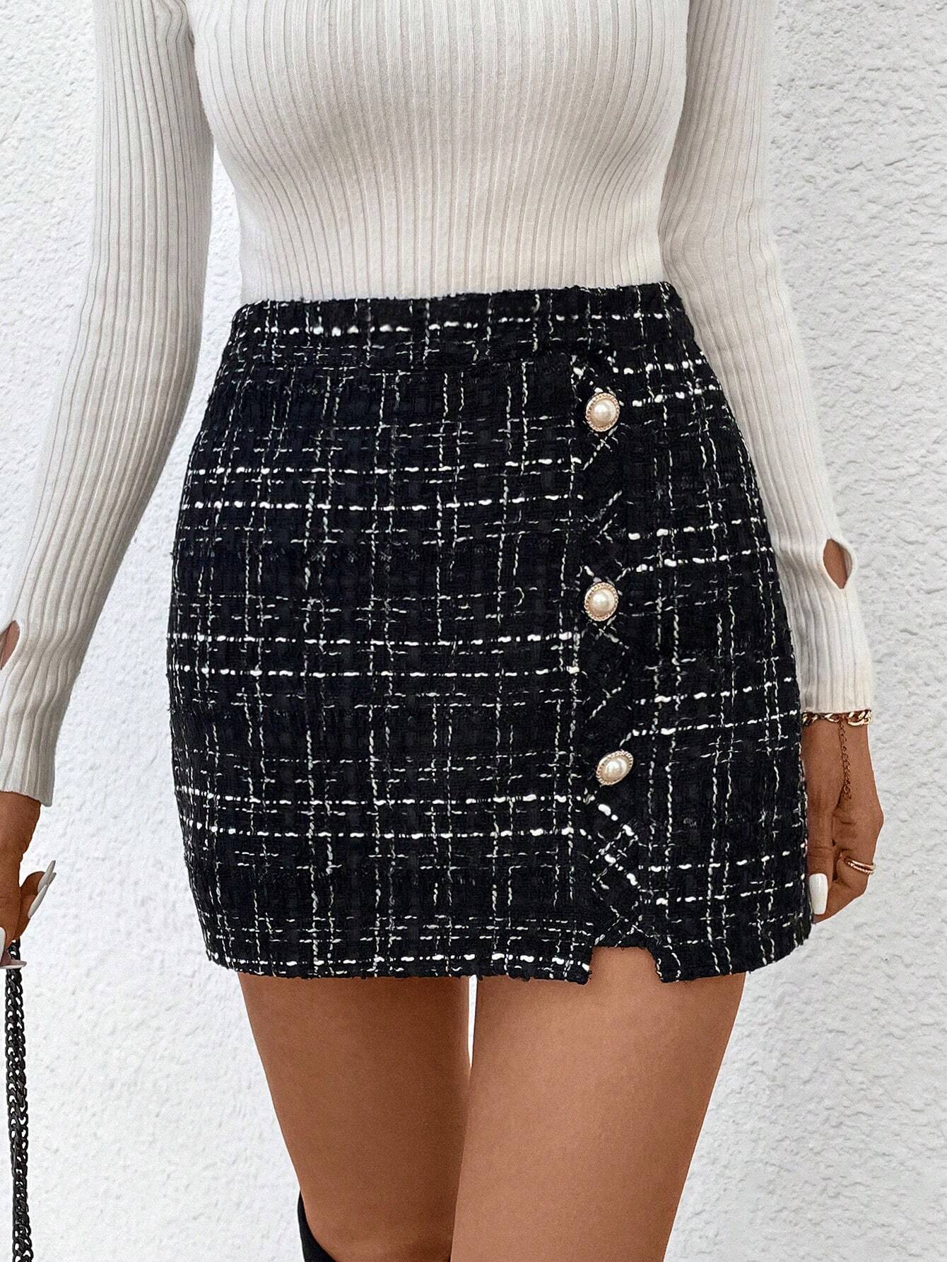 Mia | Schmaler Rock mit Knopfdetails