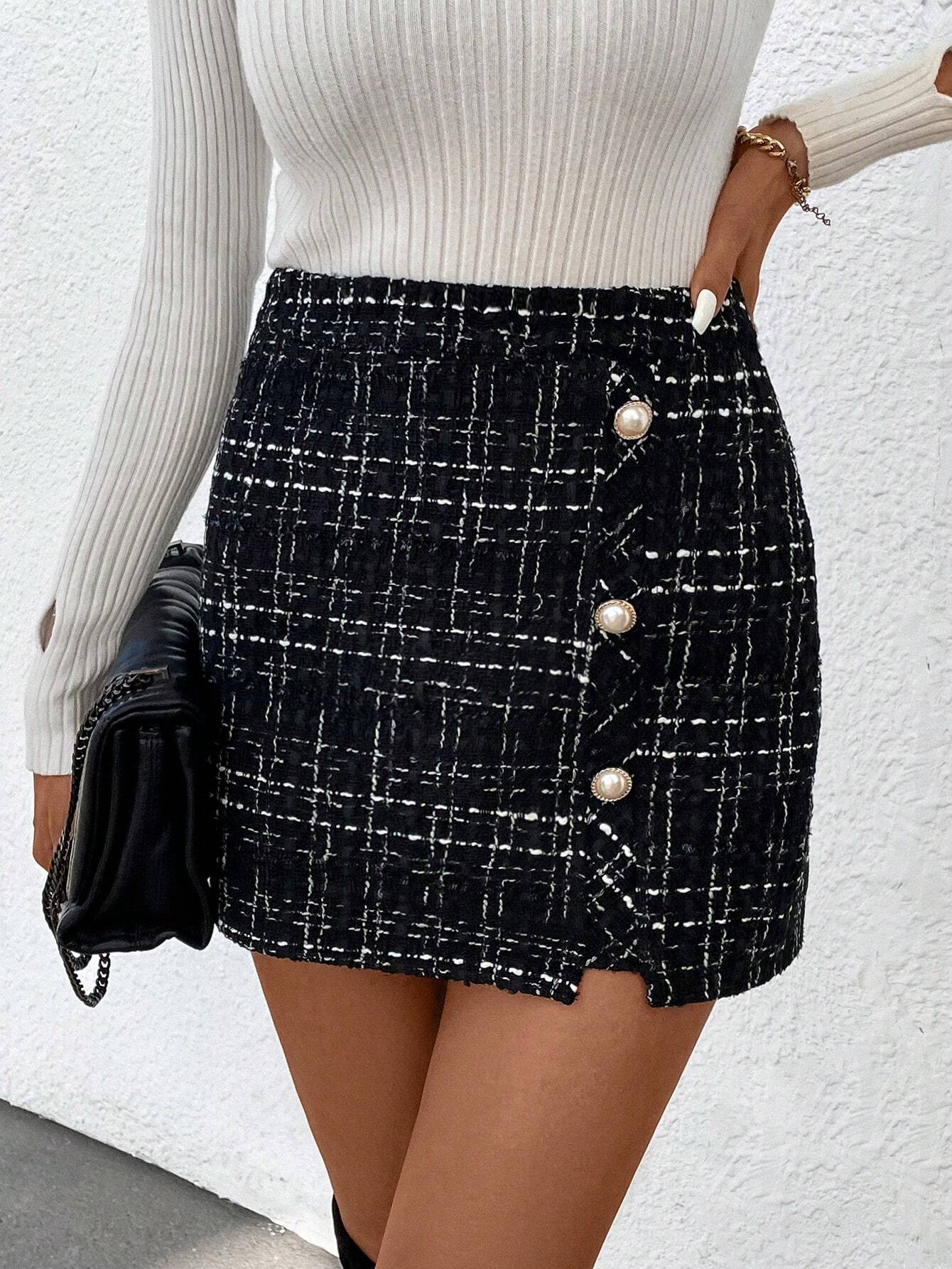 Mia | Schmaler Rock mit Knopfdetails