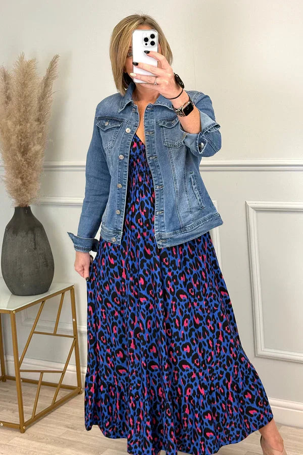 Ares | Faltenkleid mit Leopardenmuster