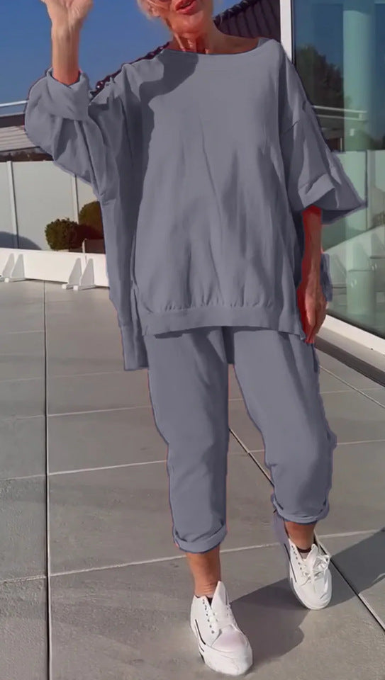 Yara | Loungewear-Set mit Pullover-Top und verkürzter Hose