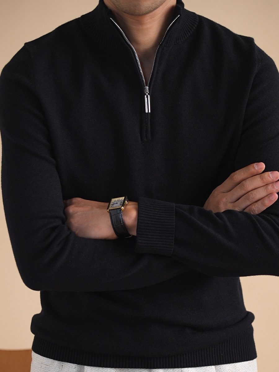 Halbreißverschluss-Strickpullover für Herren