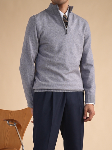 Halbreißverschluss-Strickpullover für Herren