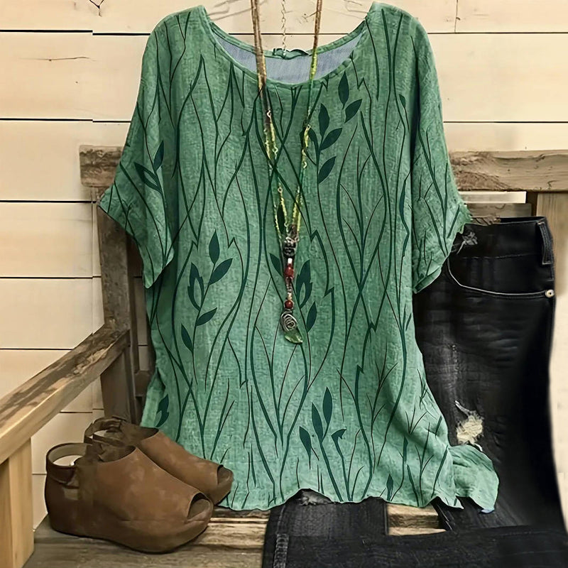Zain | Vintage-Bluse Mit Blattdruck