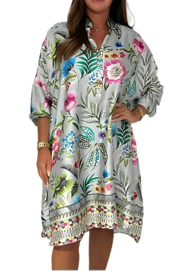 Coraline | Gedrucktes Satin-Kleid