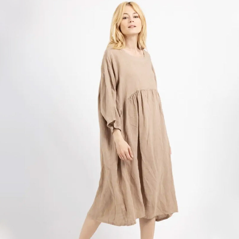 Josie | Lässiges, lockeres, einfarbiges Damenkleid mit Rundhalsausschnitt