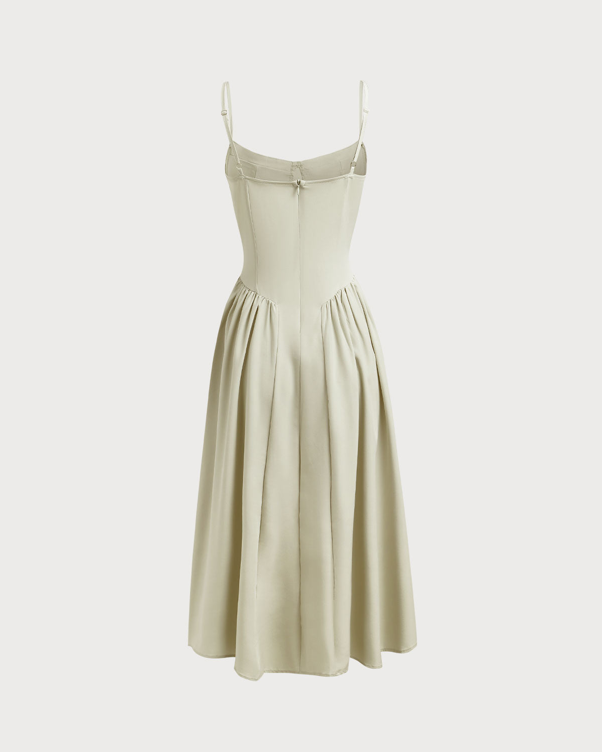 Rodrigo | Grünes Midikleid mit quadratischem Ausschnitt und Tasche