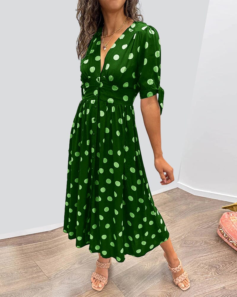 Millie | Kleid mit Punkten und tiefem V-Ausschnitt