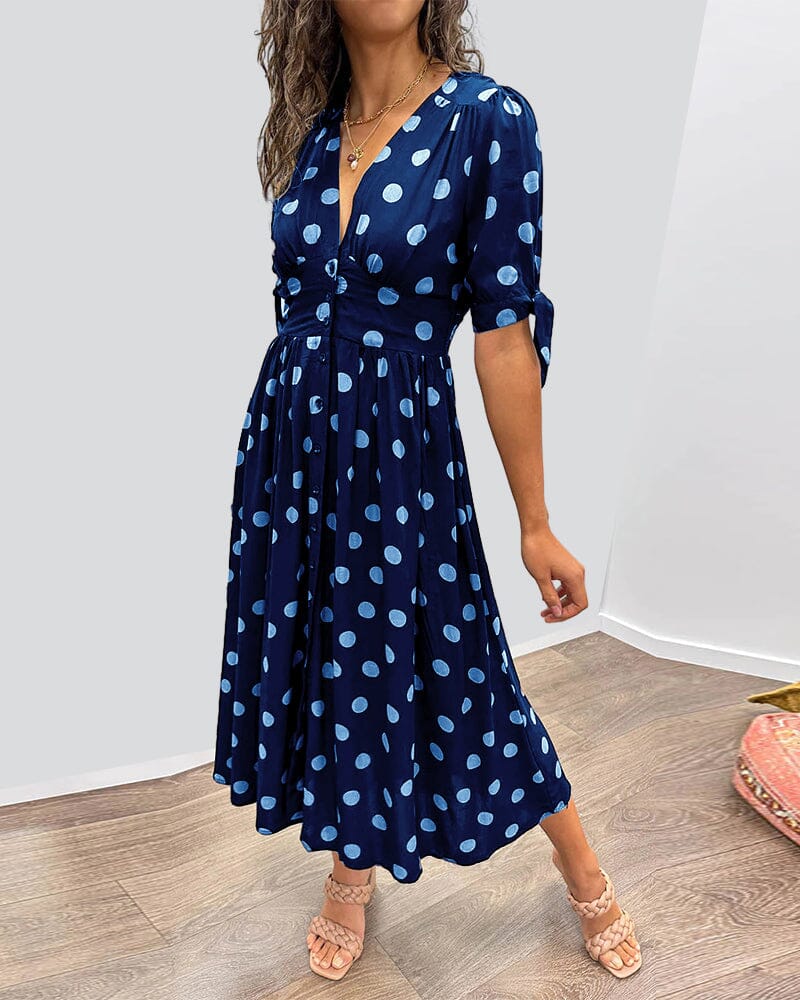 Millie | Kleid mit Punkten und tiefem V-Ausschnitt