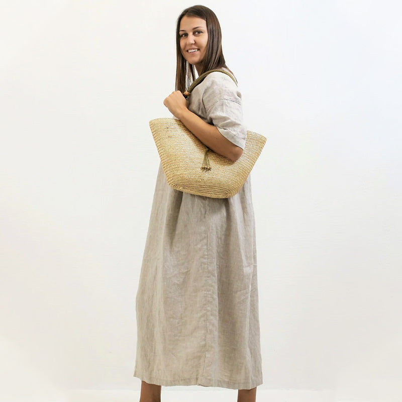 Josie | Lässiges, lockeres, einfarbiges Damenkleid mit Rundhalsausschnitt