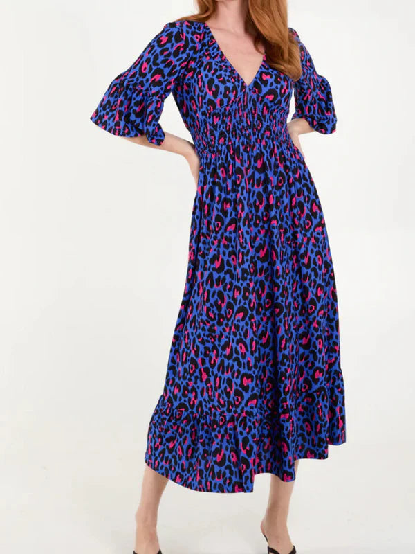 Ares | Faltenkleid mit Leopardenmuster