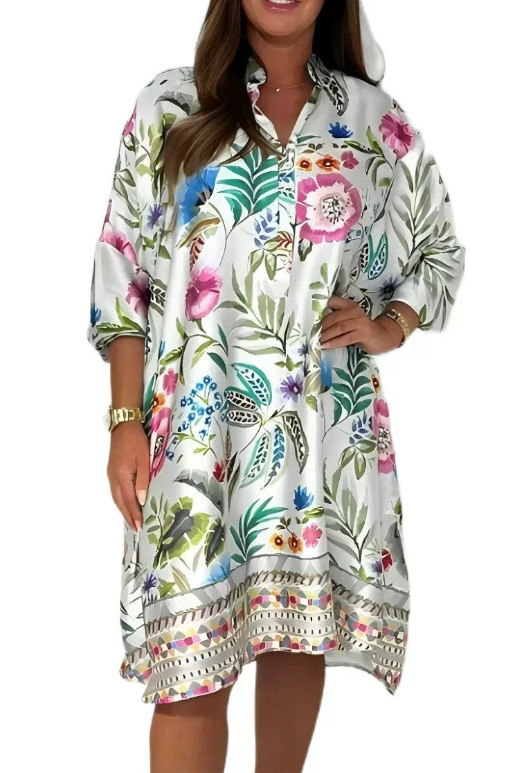 Coraline | Gedrucktes Satin-Kleid