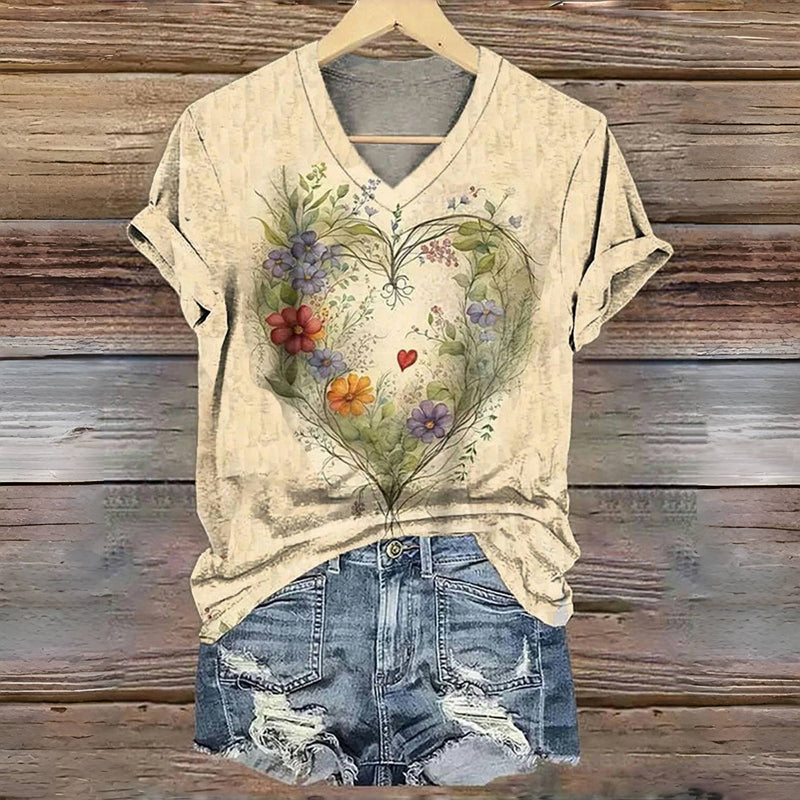 Kenen | T-Shirt mit Vintage-Blumenmuster