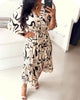 Catty |  V-ausgeschnittener Taillendruck bedrucktes Kleid
