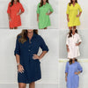 Abigail | Oversized Sommer Plus Size Hemdkleid – Blau, Orange, Casual Elegance