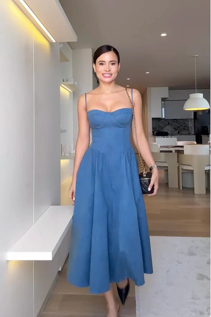 Denim Bustier Midikleid