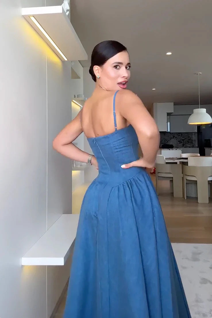 Denim Bustier Midikleid