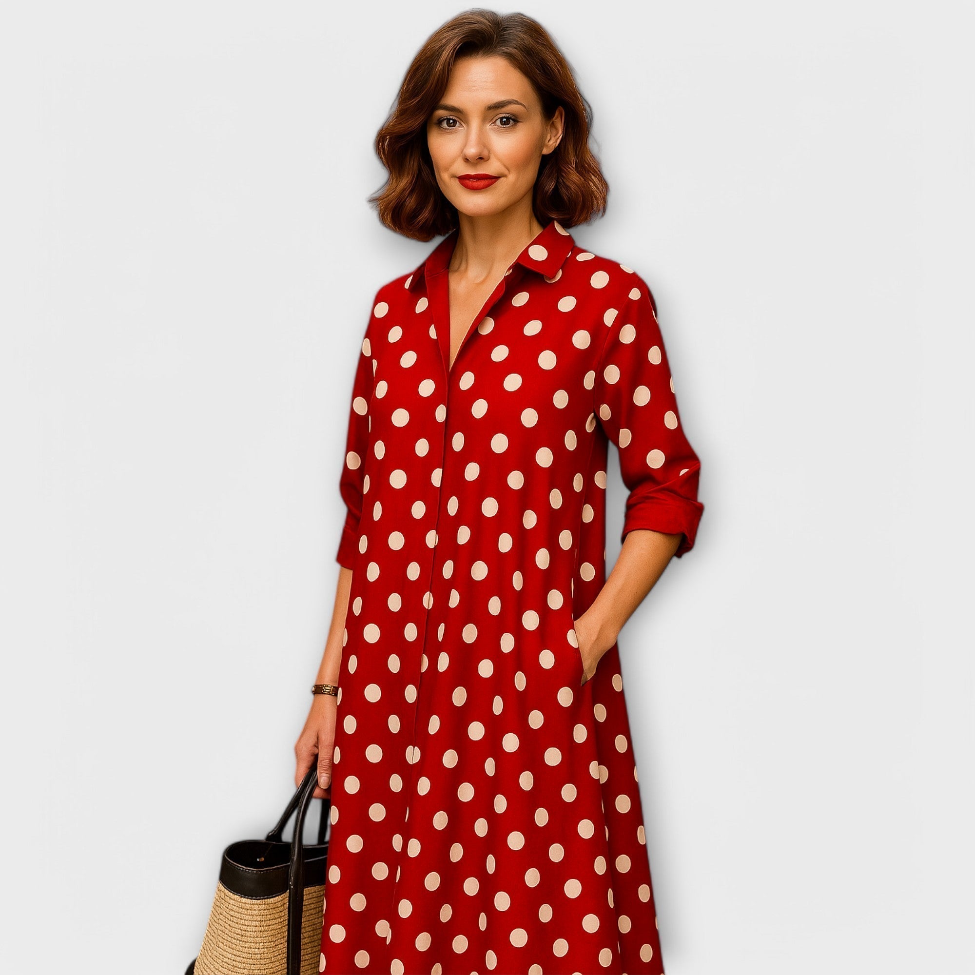 Malinda | Giolanta - Modernes Chemisierkleid mit V-Ausschnitt