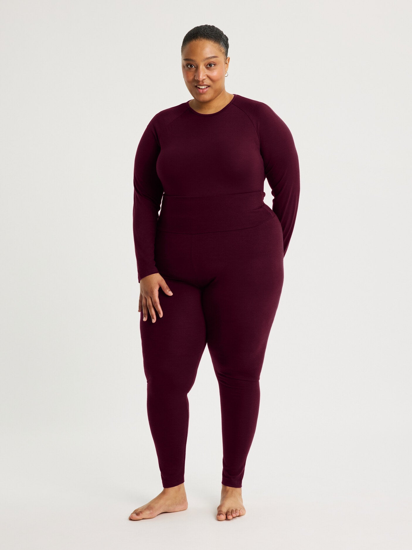 Karlee | Burgunder Merino Langstrumpfhose - Elegantes Winteroutfit für Frauen