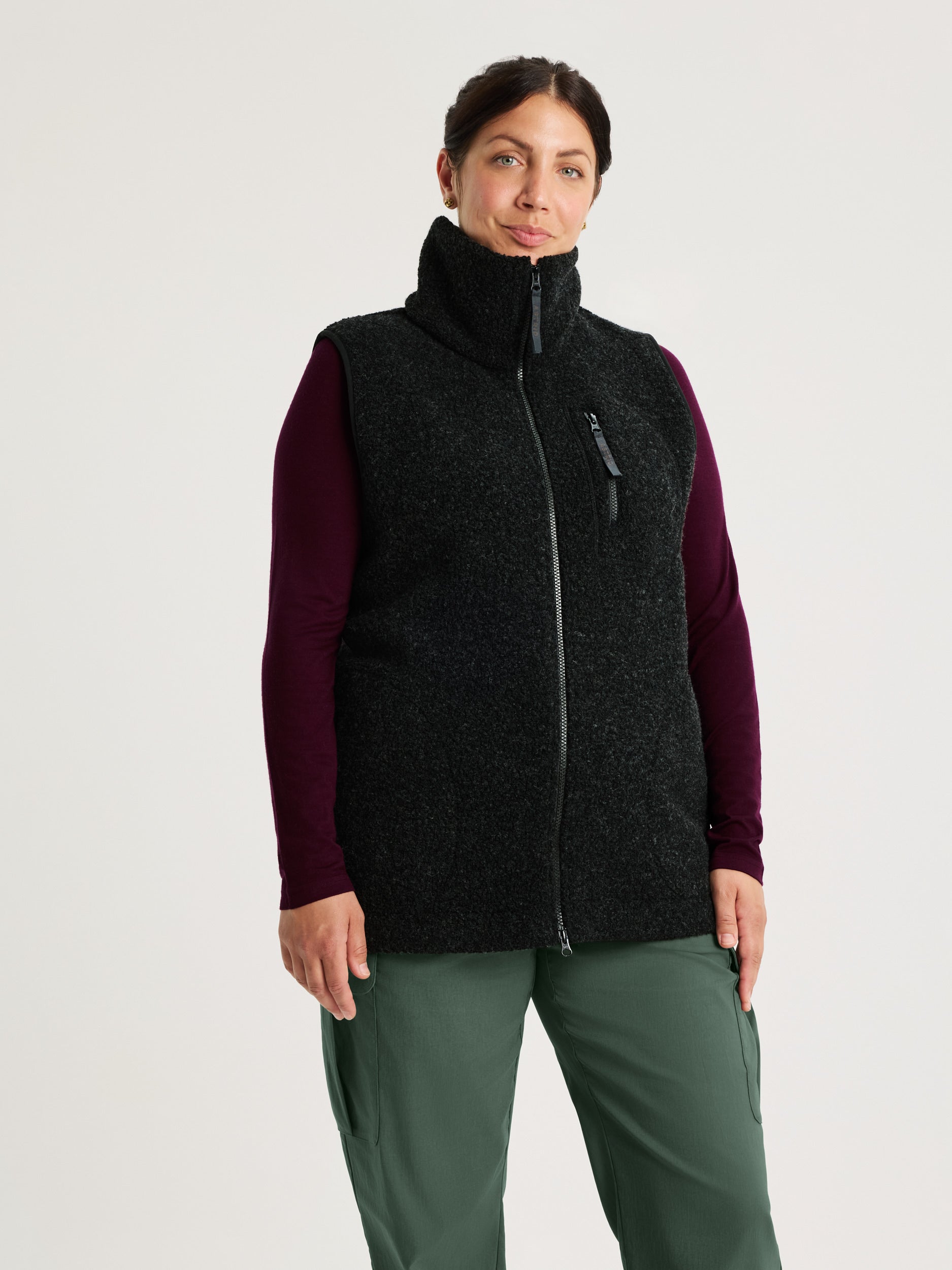 Linda | Woll-Fleece Weste Damen Schwarz - Fashion Trends & Outfit Inspirationen Winter