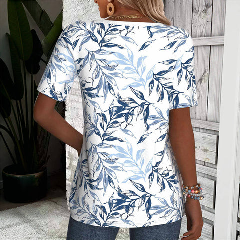 Adelyn | Casual leaf pressure T-shirt