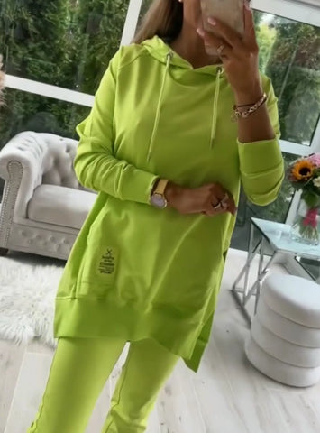 Amosa | Zweiteiliges Damen-Set in uni mit Kapuze und gefütterten Leggings
