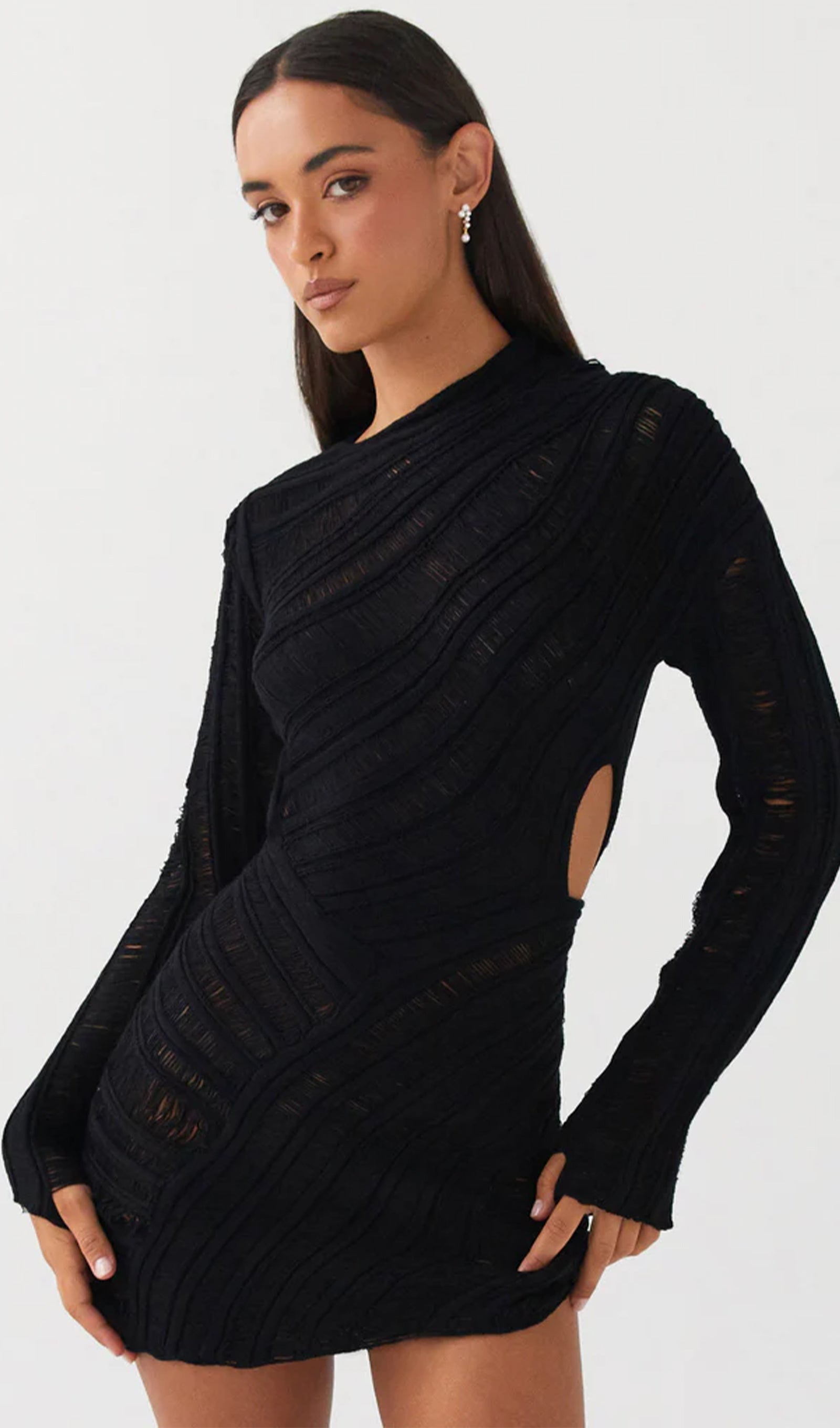 Heze | Damen Minikleid Cut-Out mit Strukturdesign