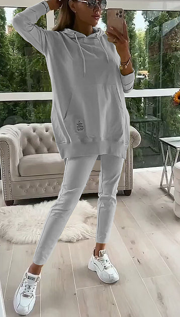 Amosa | Zweiteiliges Damen-Set in uni mit Kapuze und gefütterten Leggings