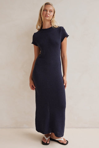 Antonia | Zaya Strick Maxikleid Marine