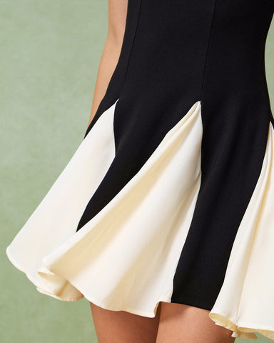 Samara | Schwarzes Kontrast-Slip-Minikleid